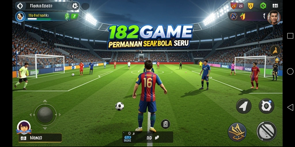 Tampilan gameplay 182GAME menampilkan pertandingan sepak bola yang mendebarkan.