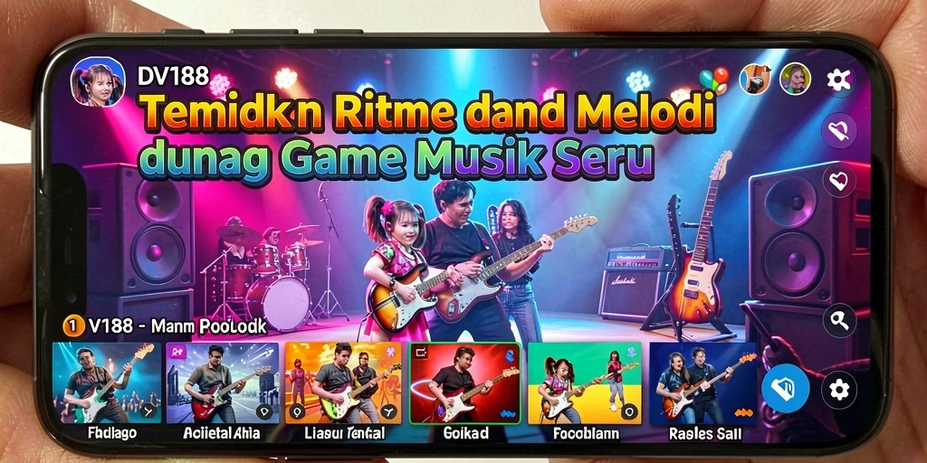 Tampilan gameplay <strong>DV188</strong> menunjukkan pemain mengikuti ritme musik dengan antusias.