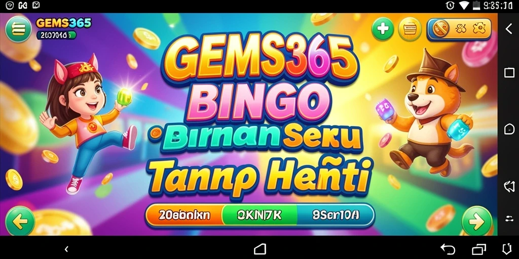 Tampilan antarmuka permainan Bingo GEMS365 yang menarik dan interaktif.