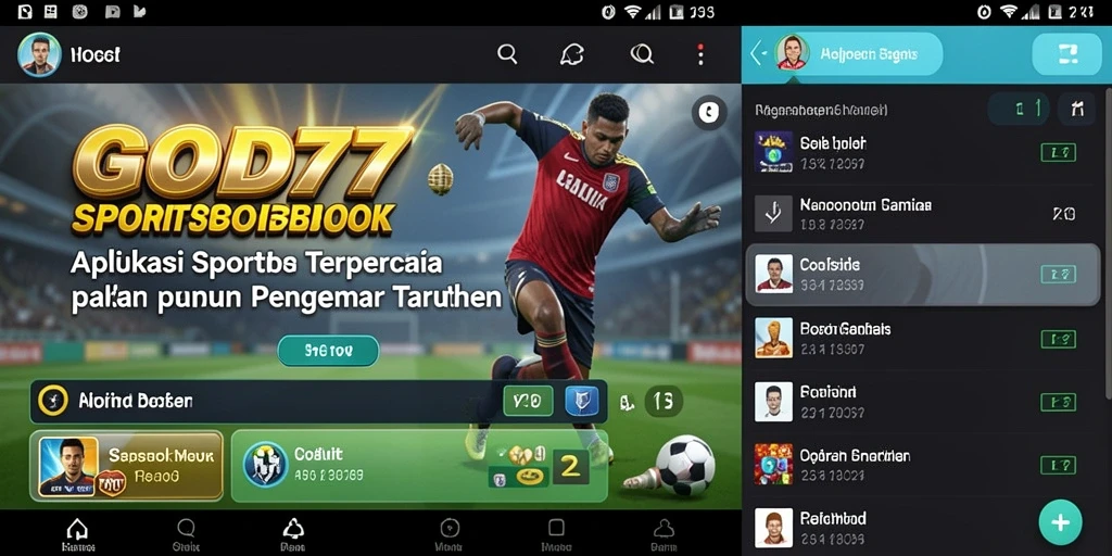 Screenshot gameplay GOD77 dengan berbagai pilihan taruhan olahraga.