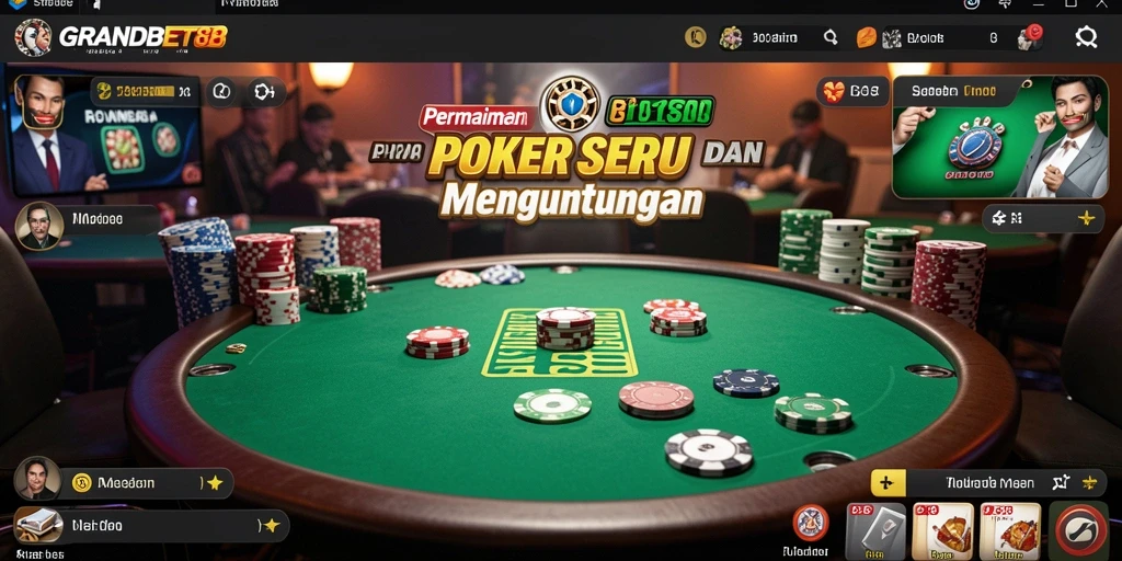 Screenshot gameplay yang menampilkan aksi poker seru di GRANDBET88.