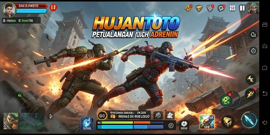 Tampilan aksi mendebarkan dalam gameplay HUJANTOTO.