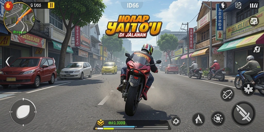 Screenshot gameplay ID66 yang menampilkan kecepatan dan keberanian dalam balap motor.