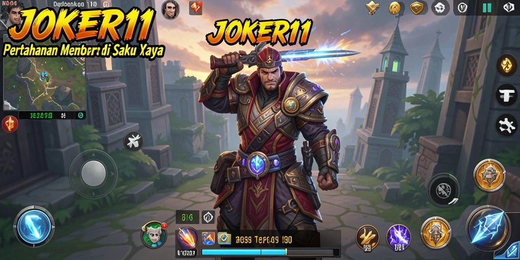 Screenshot gameplay Tower Defense JOKER11 dengan aksi menara yang mendebarkan.