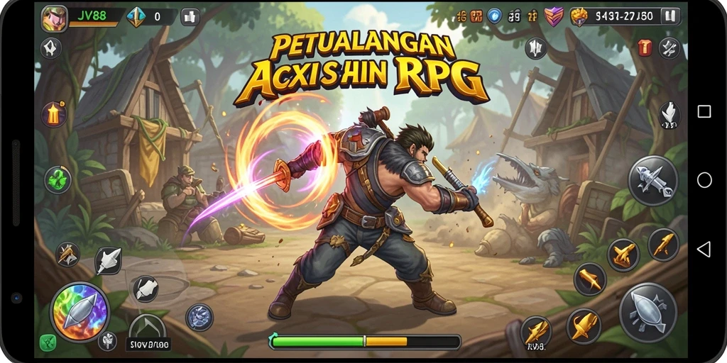 Screenshot gameplay JV88 dengan aksi pertarungan seru.