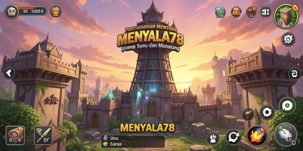 Tampilan gameplay menara pertahanan yang menegangkan di MENYALA78.
