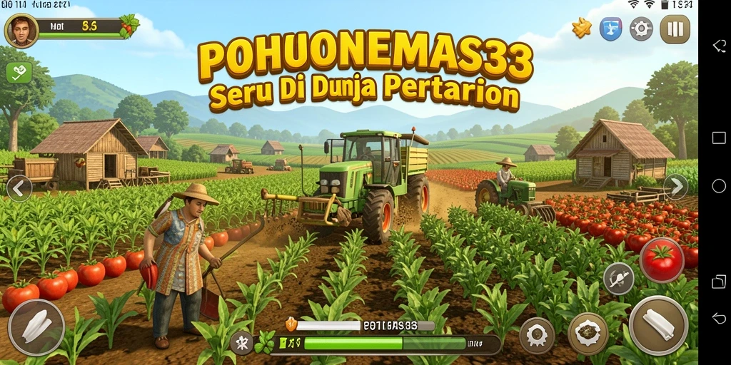 Tampilan menarik dari gameplay pertanian di POHONEMAS33.