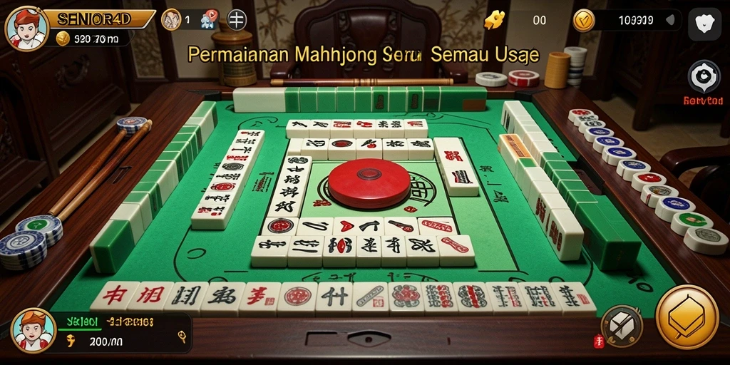 Screenshot gameplay SENIOR4D yang menampilkan ubin Mahjong yang cerah.