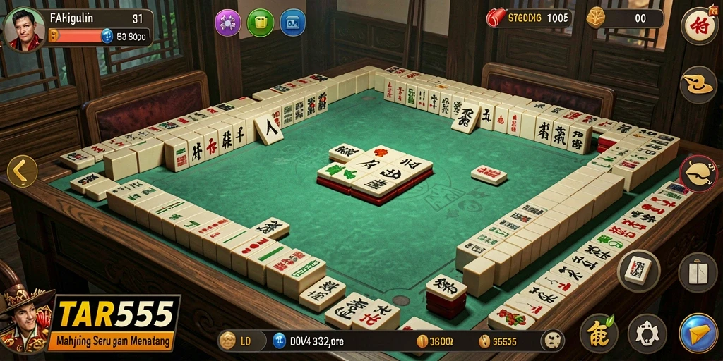 Tampilan gameplay menarik dari TAR555 dengan berbagai ubin Mahjong.