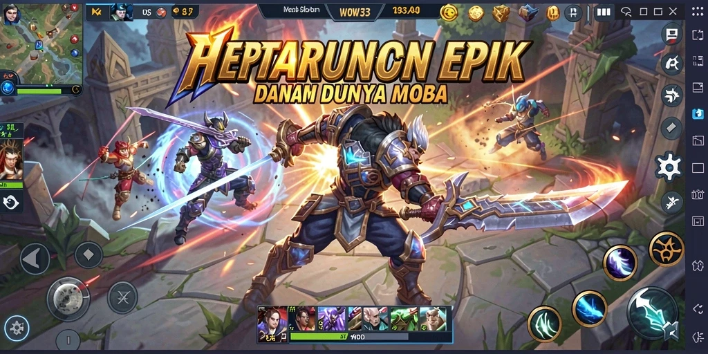 Screenshot dari gameplay seru di WOW33 dengan tim berusaha meraih kemenangan.