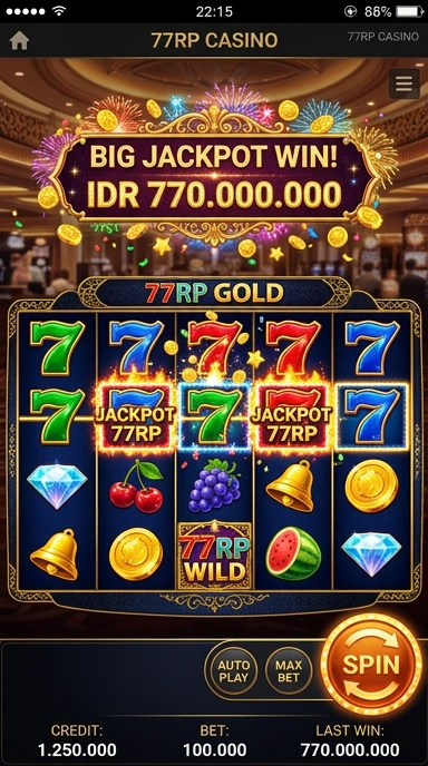 Tampilan utama aplikasi 77rp dengan navigasi mudah.